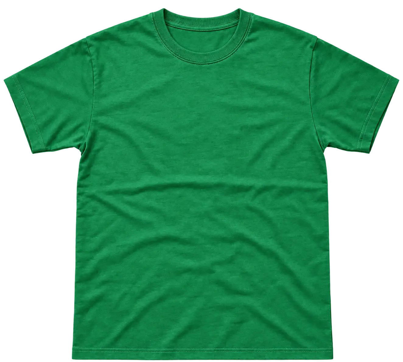 Remera verde extendida que muestra cómo tomar las medidas de ancho y largo
